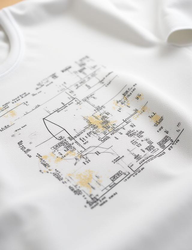 Close up of a premium cotton tee with isobar weather map print