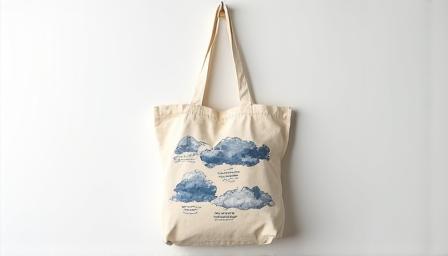 Linen tote bag showing cloud classifications - cirrus, stratus, cumulus